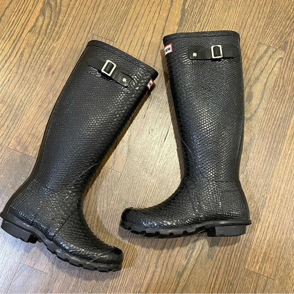 Hunter Limited Edition Carnaby Boa Embossed Tall Rain Boot US Size 5 - Picture 13 of 13